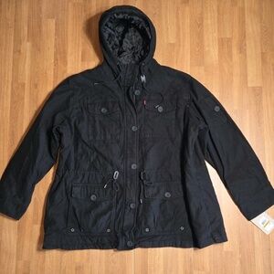 Levi's Women's 3X Cotton Hooded Field Jacket Military Black Hunter Outdoor